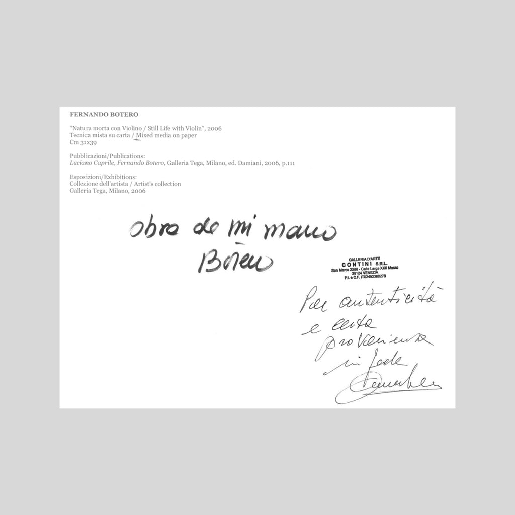 Fernando Botero – Still life with violin