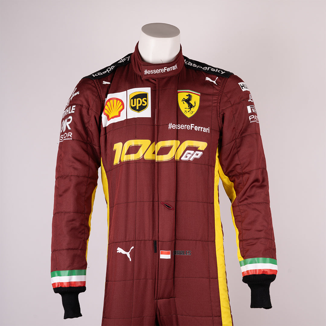 Charles Leclerc's 2020 race suit for the Toscana Grand Prix