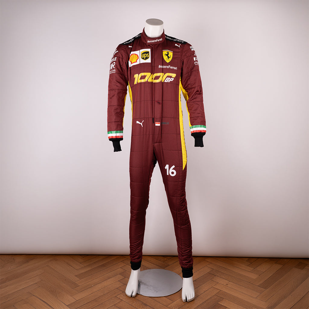 Charles Leclerc's 2020 race suit for the Toscana Grand Prix