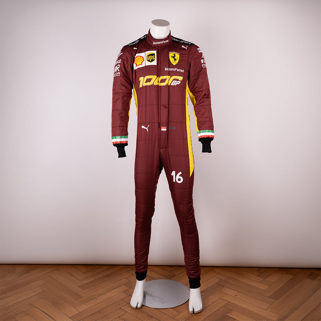 Charles Leclerc's 2020 race suit for the Toscana Grand Prix