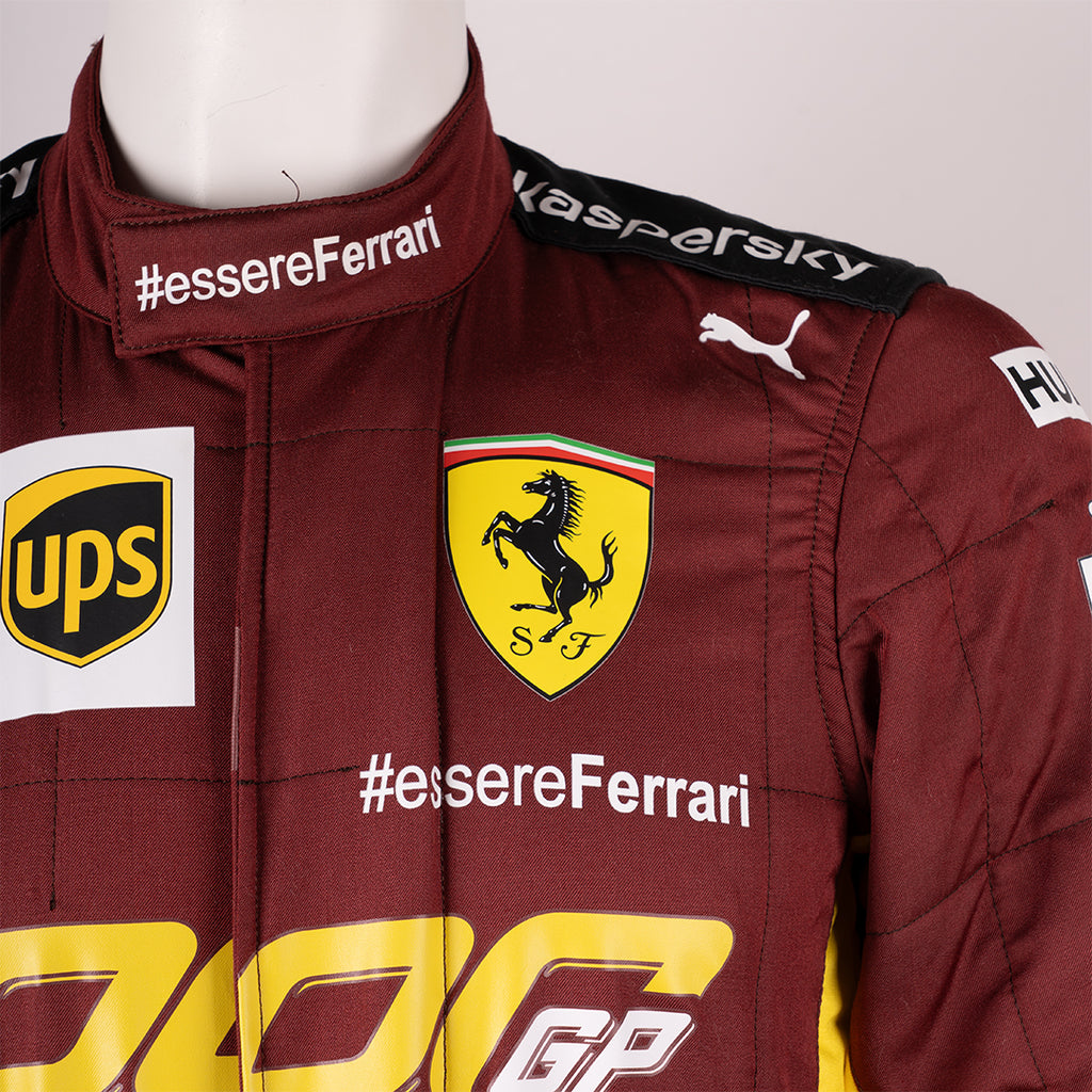 Charles Leclerc's 2020 race suit for the Toscana Grand Prix