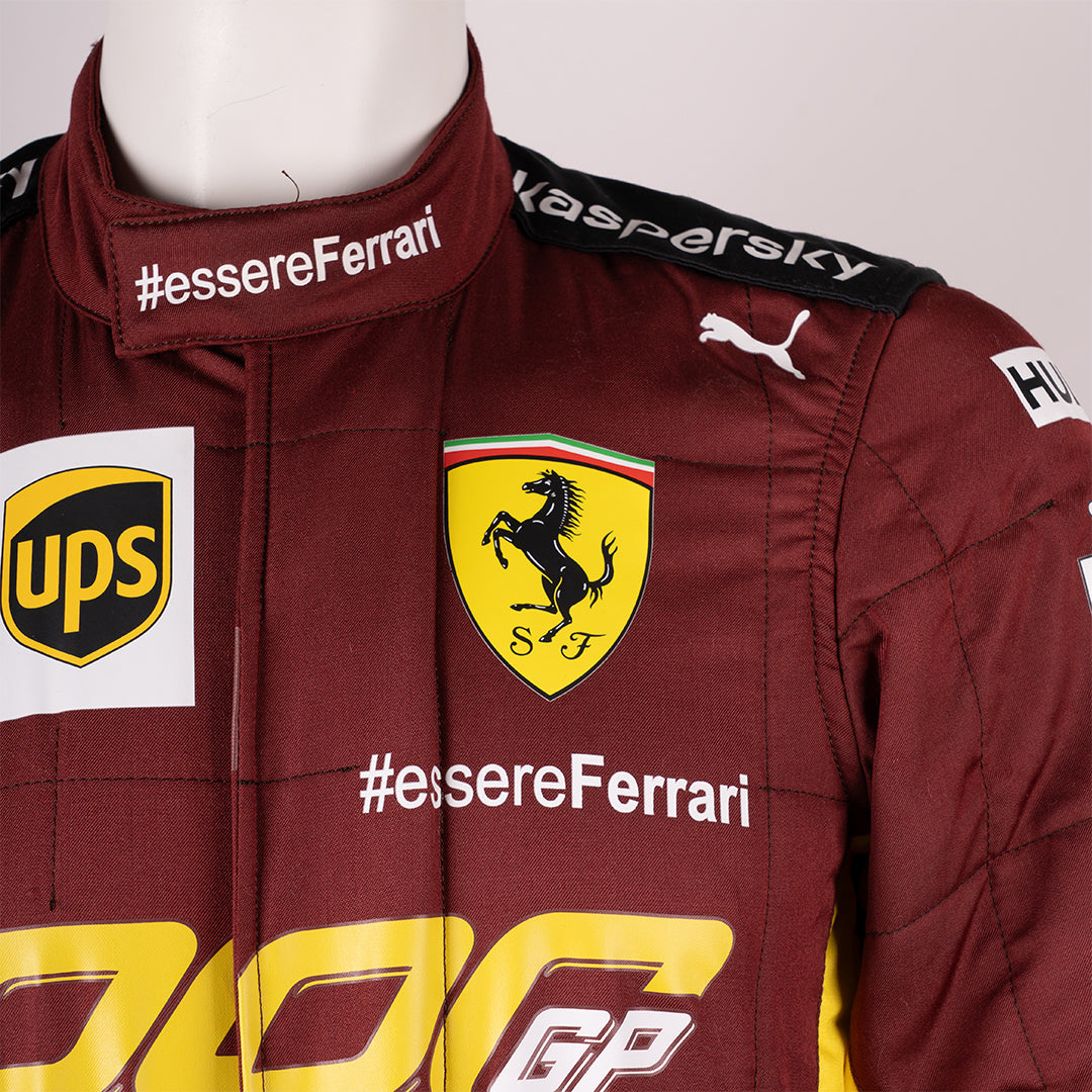 Charles Leclerc's 2020 race suit for the Toscana Grand Prix