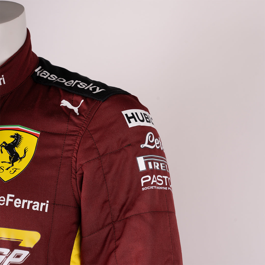 Charles Leclerc's 2020 race suit for the Toscana Grand Prix