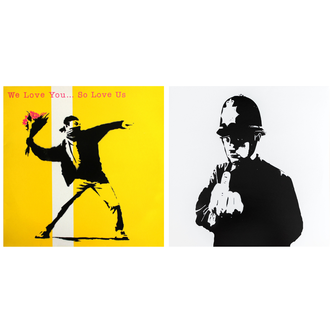 Banksy Record Art Pair: Two Rare Collectible LPs