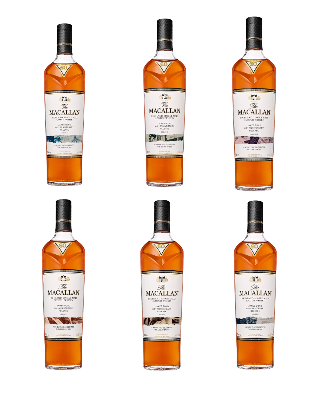 The Macallan James Bond 60th Anniversary Decade Full Set
