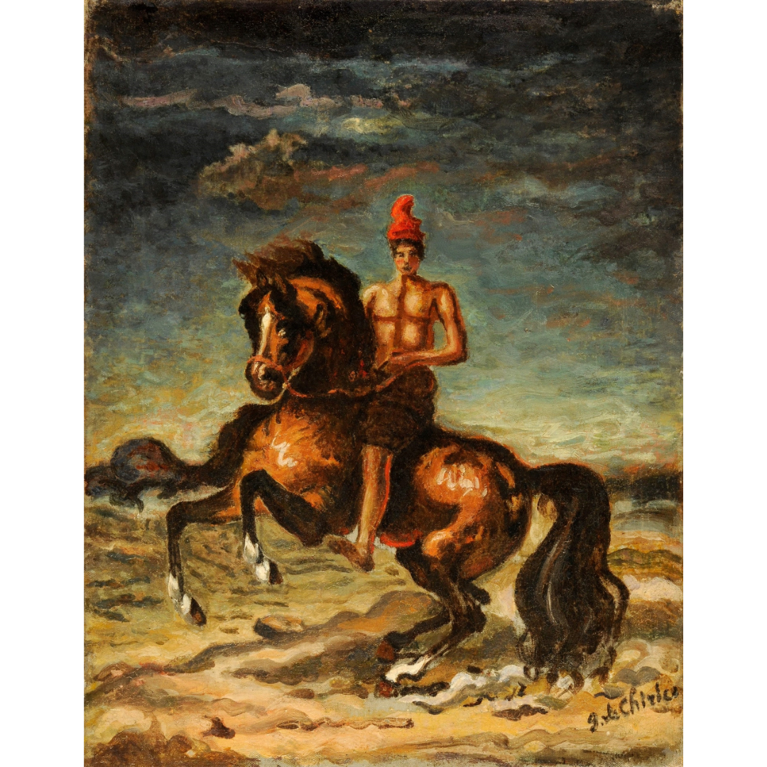Giorgio de Chirico – Cavallo e Cavaliere con Berretto Frigio