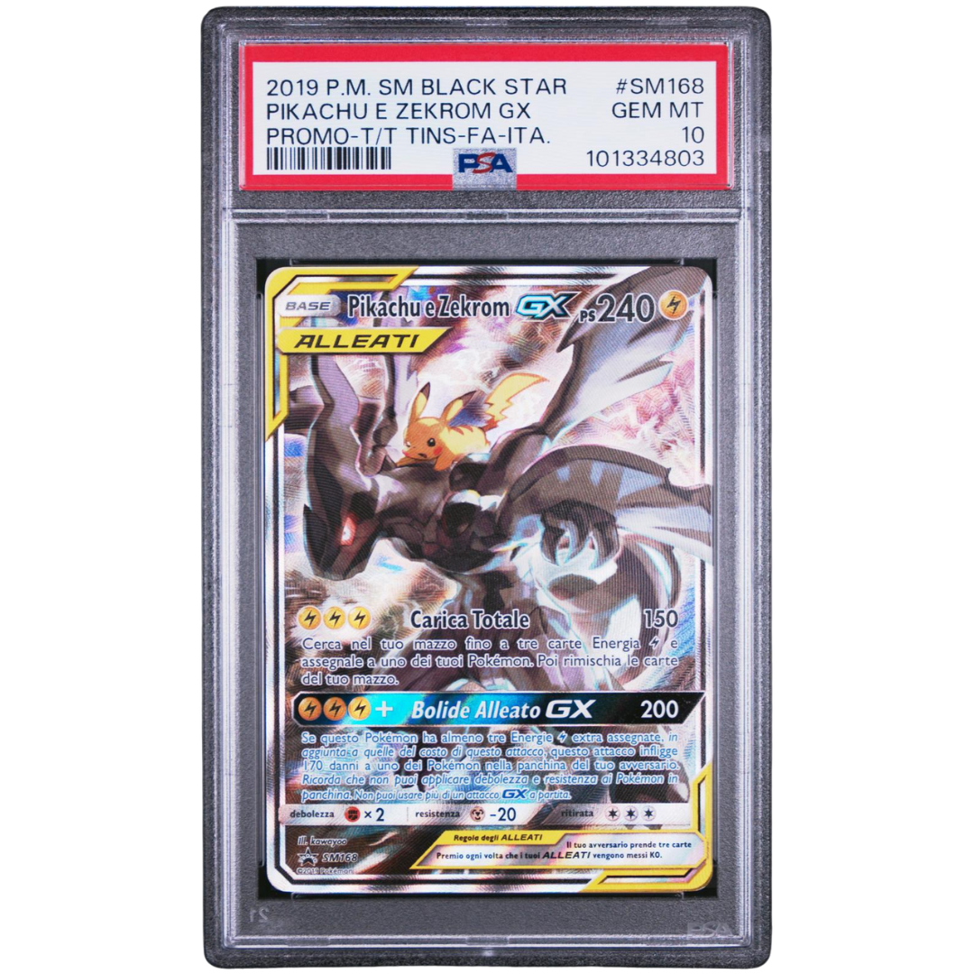 Pokémon Pikachu e Zekrom GX Full Art Tag Team Promo SM168 (PSA 10)