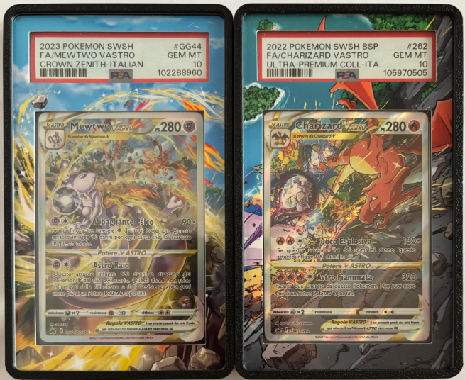 Duo di illustrazioni alternative narrative Pokémon: Mewtwo VSTAR e Charizard VSTAR