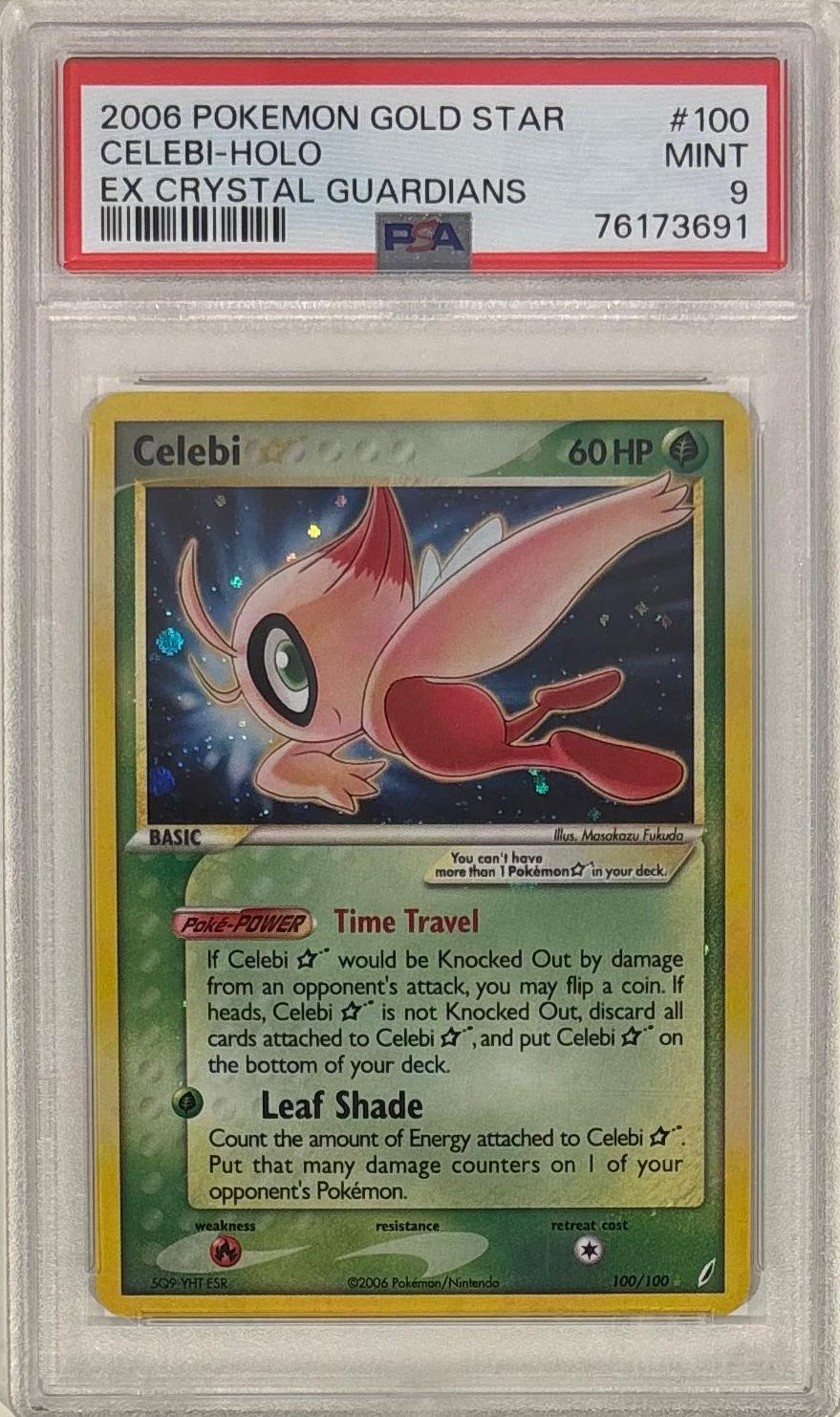 Pokémon Celebi Gold Star 100/100 (EX Crystal Guardians) PSA 9