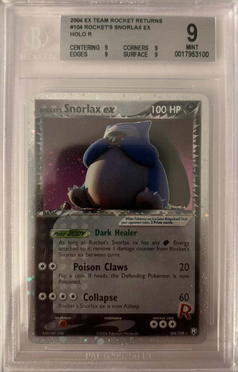 Pokémon Rocket’s Snorlax ex #104 — EX Team Rocket Returns (2004) | BGS 9 MINT (Quad 9)