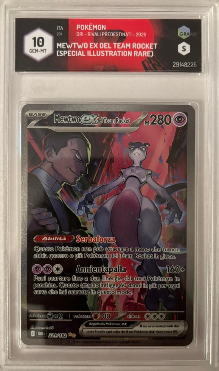 Pokémon Team Rocket’s Mewtwo ex 231 SIR (Italian) – GRAAD GEM MINT 10