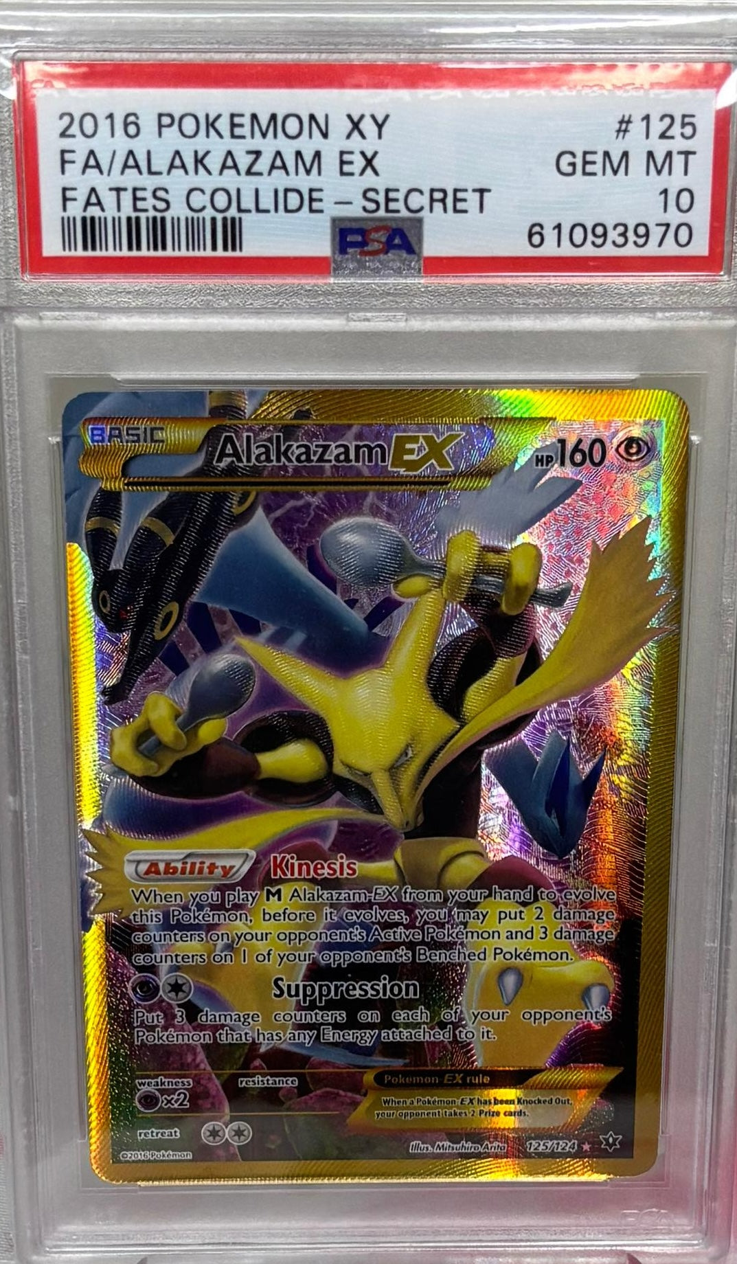 Pokémon TCG Alakazam EX Rara Segreta Illustrazione Completa (I Destini Si Scontrano, 2016) — PSA 10