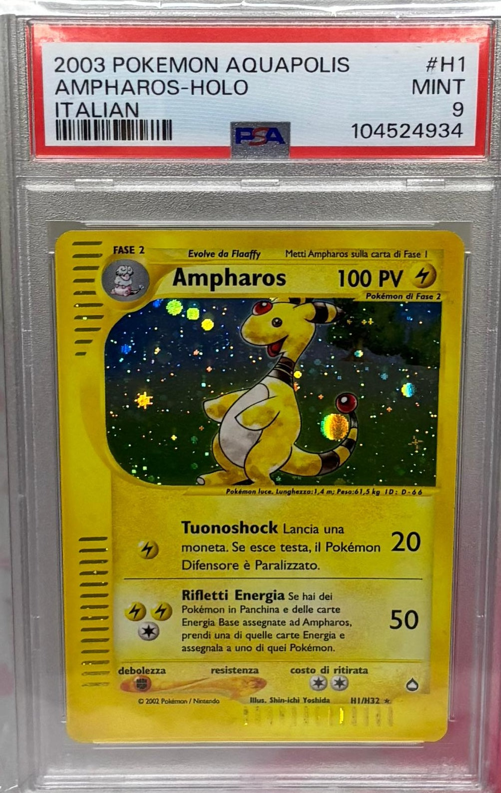 Pokémon Ampharos Holo H11 Aquapolis (italiano) — PSA 9