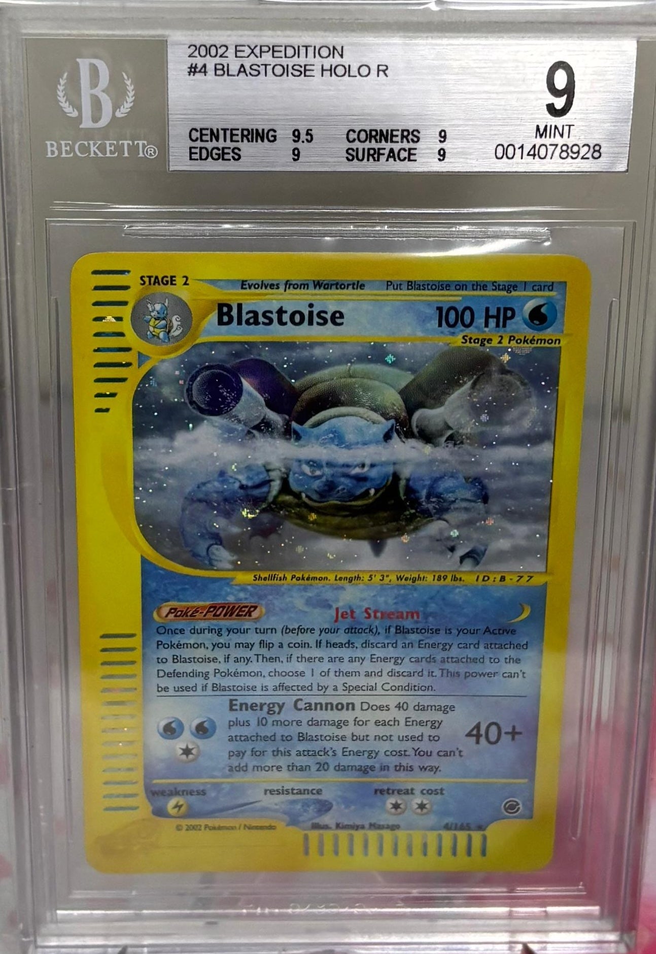 Pokémon Blastoise Holo 4/165 — Set Base Spedizione (2002)