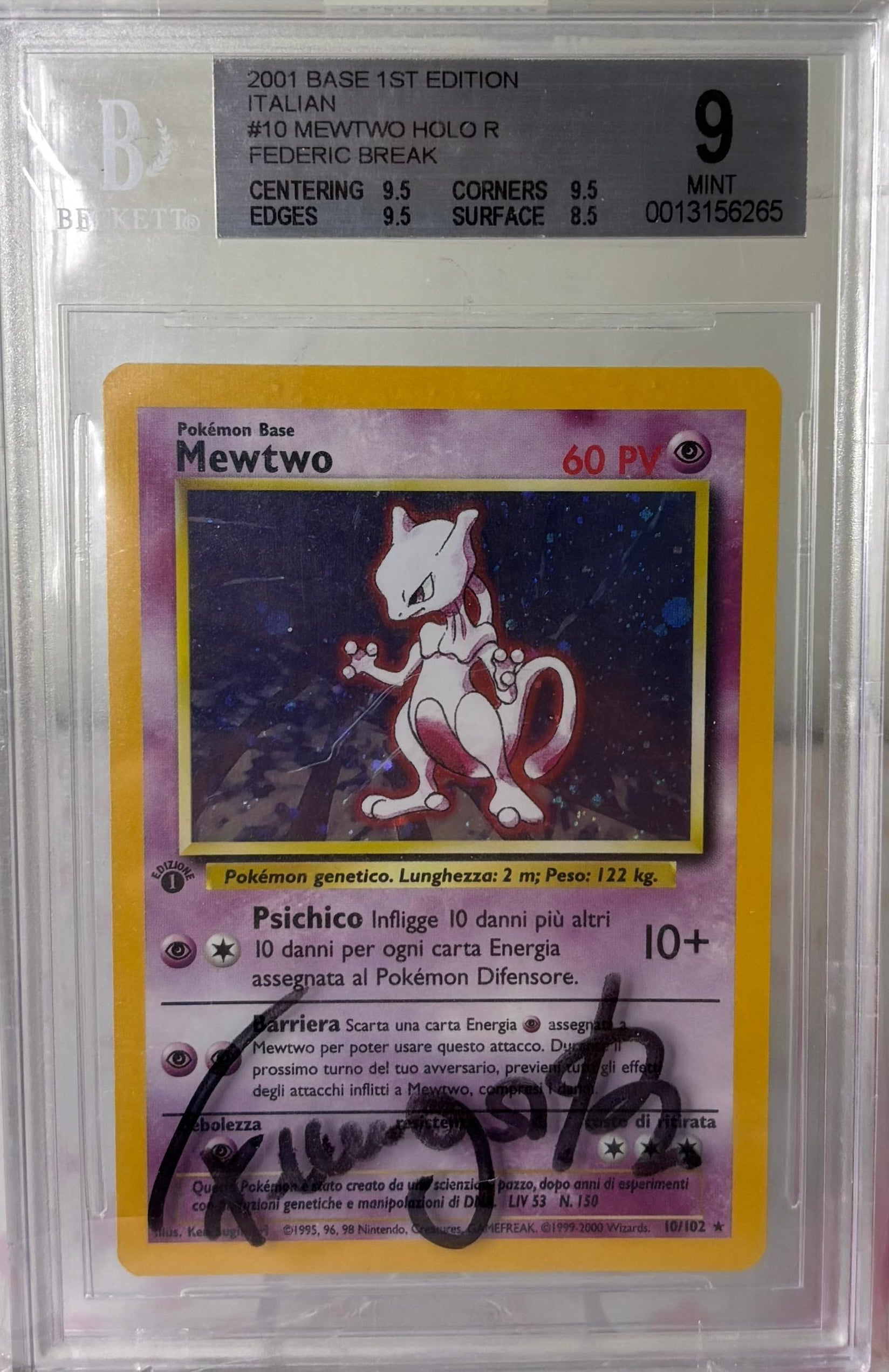 Pokémon Mewtwo Holo 10/102 — Set Base Italiano 1a Edizione (BGS 9)