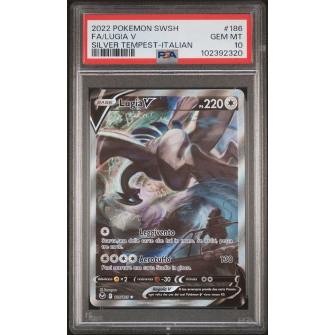 Illustrazione completa di Lugia V del GCC Pokémon — Tempesta d'Argento (ITA) PSA 10