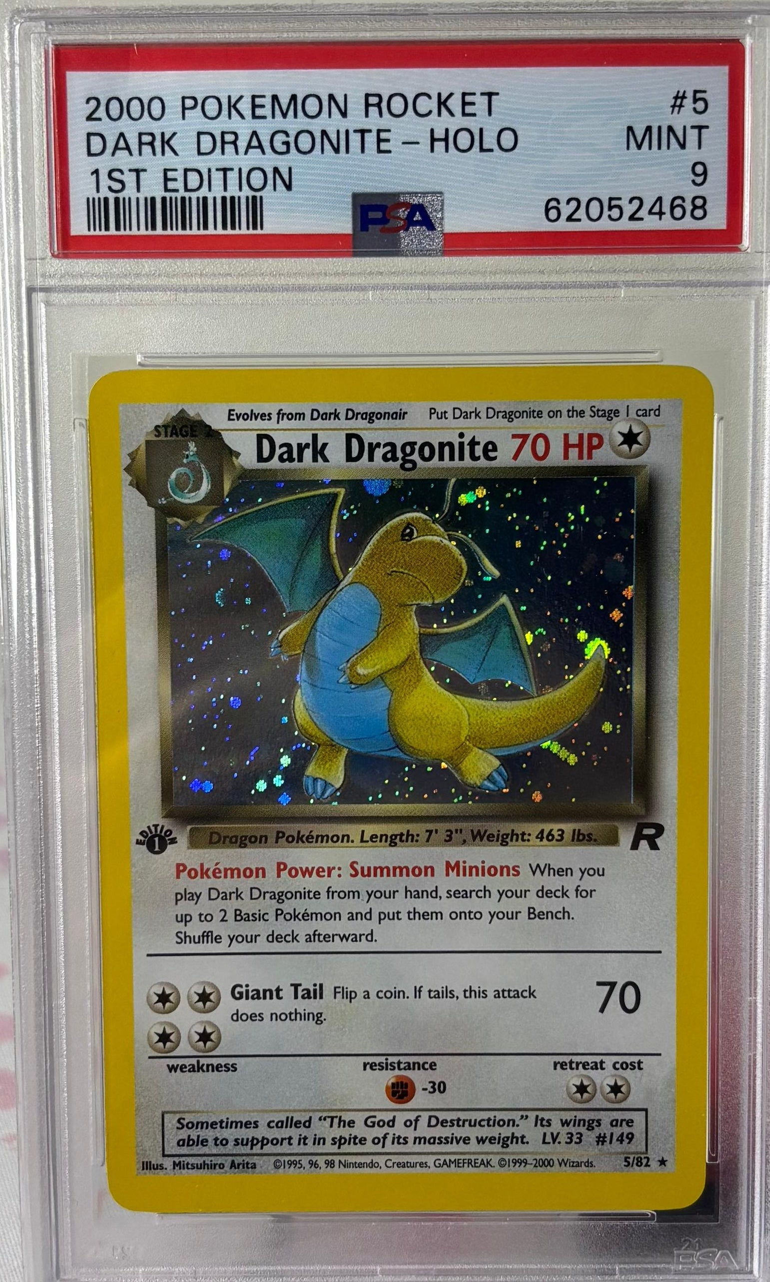 Pokémon TCG Dark Dragonite – Team Rocket 1a Edizione Holo #5 (PSA 9)