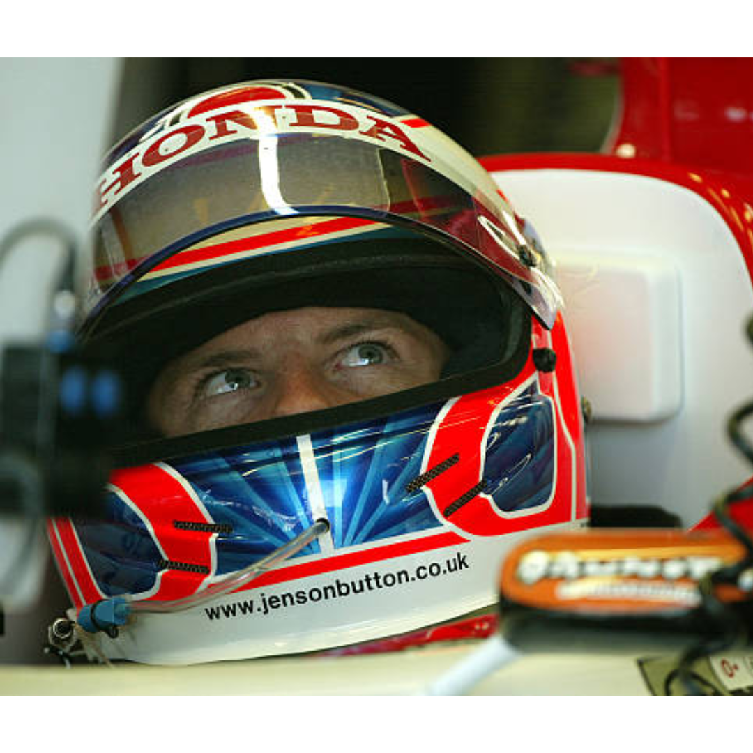 Casco indossato da Jenson Button durante la gara del Gran Premio della Malesia del 2003