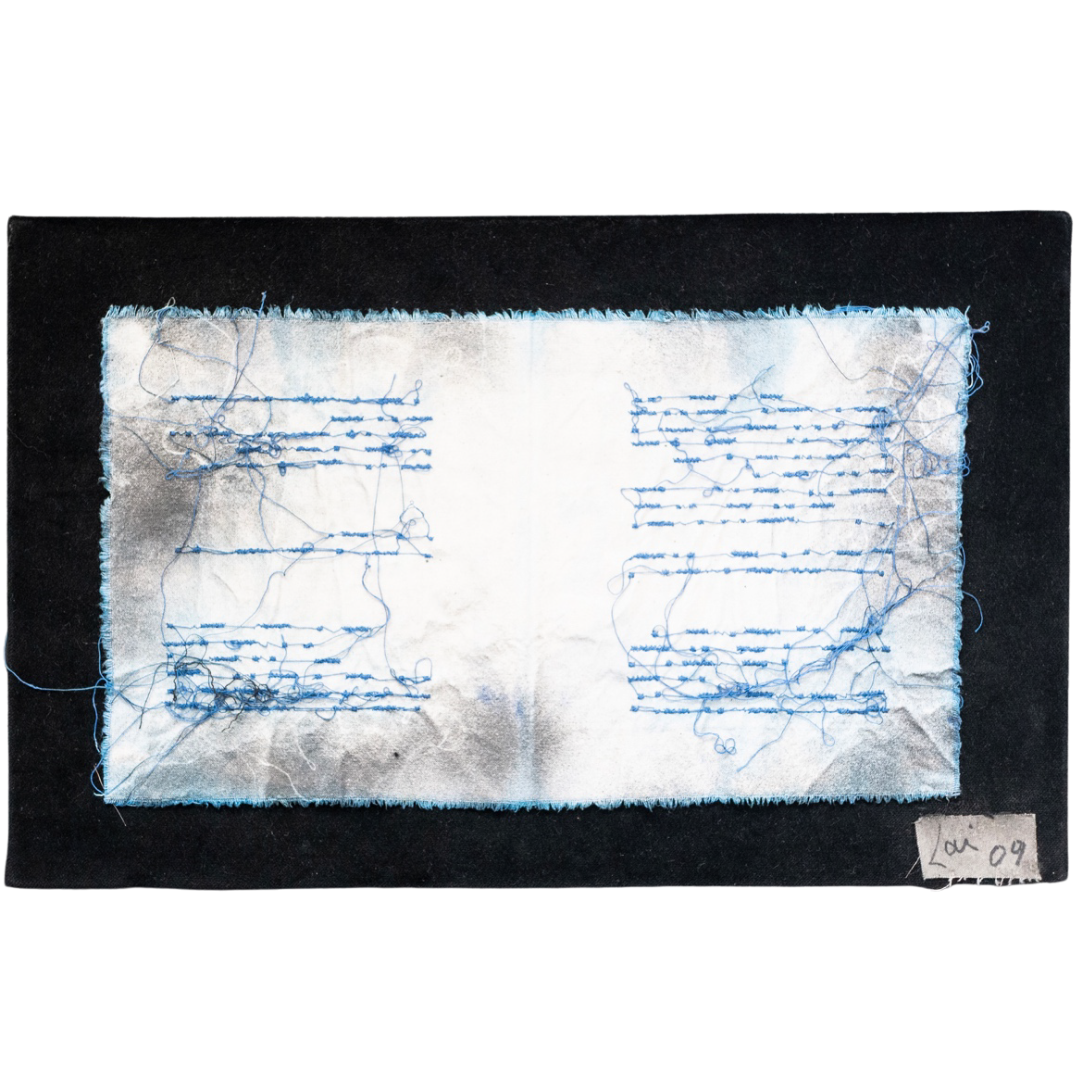 Maria Lai — Pagina Azzurra (Unique Embroidered Textile, 2009)