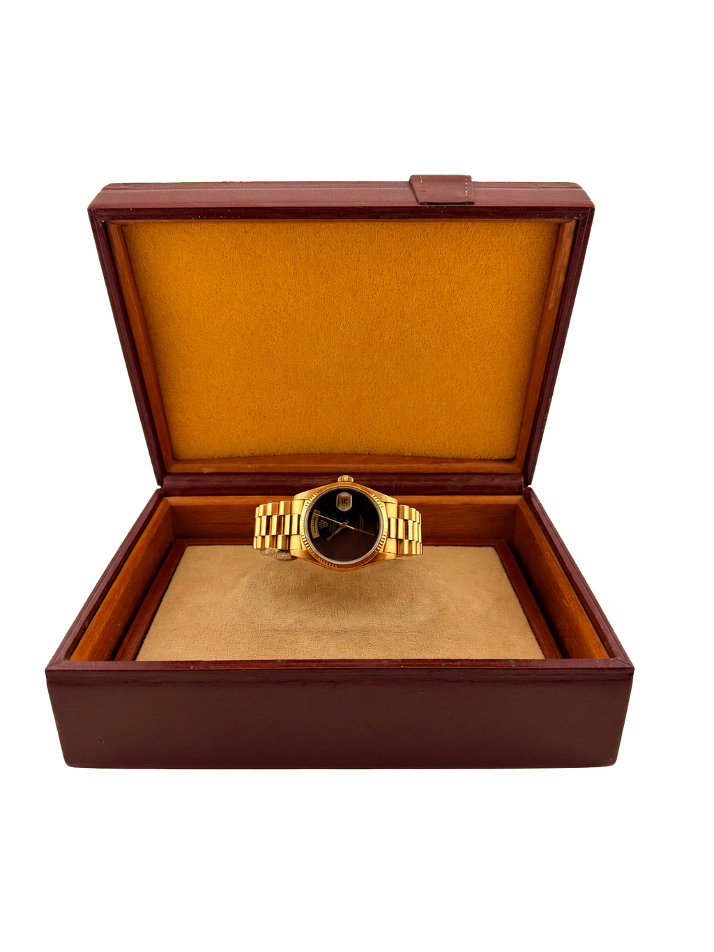 Rolex Day-Date 36 Quadrante in onice "Bahrain" con giorno e data in arabo, set completo (1986)