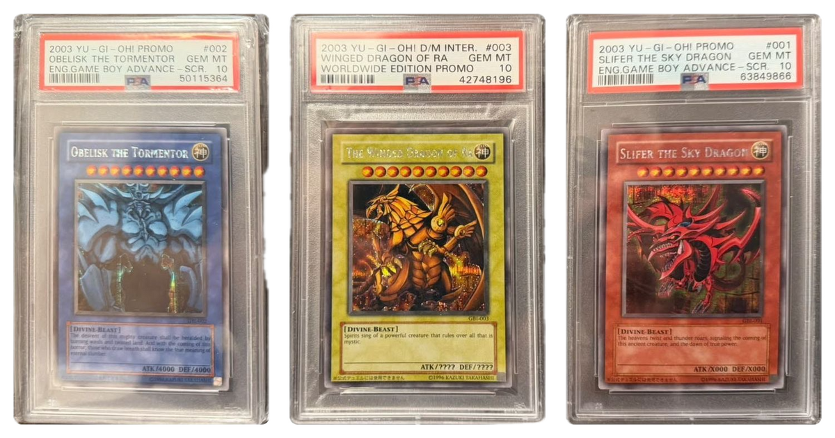 Yu-Gi-Oh! Egyptian Gods Set — Slifer, Obelisk & Ra GBI-001/002/003 PSA 10